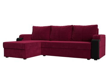 Угловой раскладной диван Николь лайт, Бордовый/Черный (микровельвет/экокожа) в Орске