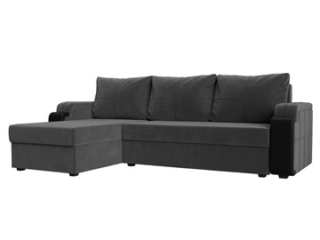 Угловой раскладной диван Николь лайт, Серый/Черный (велюр/экокожа) в Бузулуке