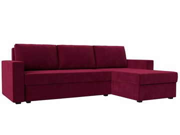 Угловой диван с оттоманкой Траумберг Лайт, Бордовый (микровельвет) в Орске