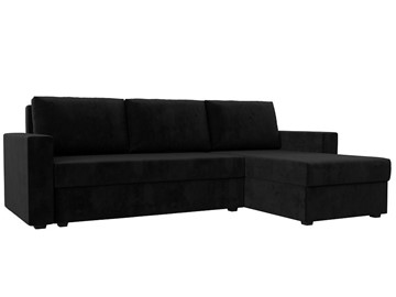 Угловой диван с оттоманкой Траумберг Лайт, Черный (велюр) в Орске