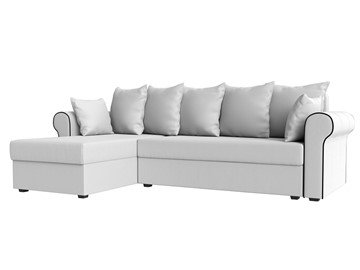 Угловой диван с оттоманкой Рейн, Белый/Черный (экокожа) в Бузулуке