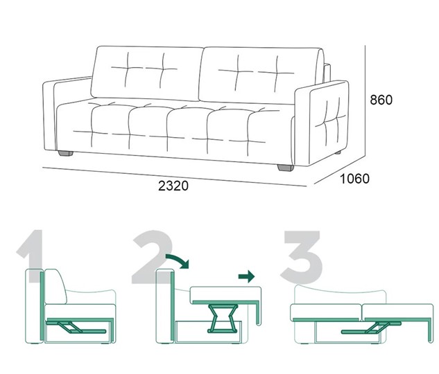 Прямой диван Бруно 2 БД в Оренбурге - изображение 6