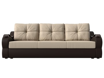 Прямой диван Меркурий еврокнижка, Бежевый/коричневый (экокожа) в Орске - предосмотр 1