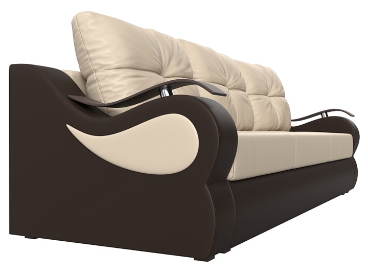 Прямой диван Меркурий еврокнижка, Бежевый/коричневый (экокожа) в Орске - изображение 2