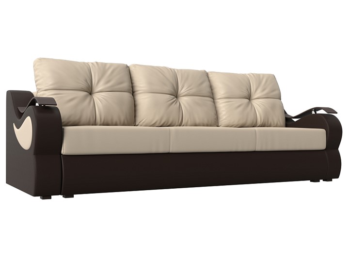 Прямой диван Меркурий еврокнижка, Бежевый/коричневый (экокожа) в Орске - изображение 4