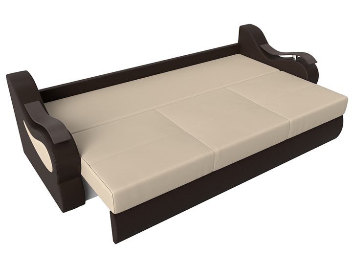 Прямой диван Меркурий еврокнижка, Бежевый/коричневый (экокожа) в Орске - изображение 5
