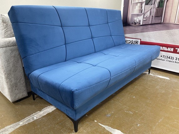 Прямой диван Ривьера БД 2022 Ground 10 синий велюр в Бузулуке - изображение