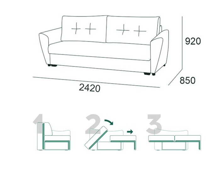 Прямой диван Мальта 1 К БД в Орске - изображение 5
