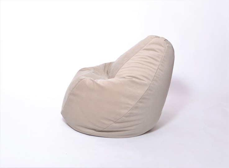 Кресло-мешок Груша среднее, велюр однотон, бежевое в Бузулуке - изображение 2