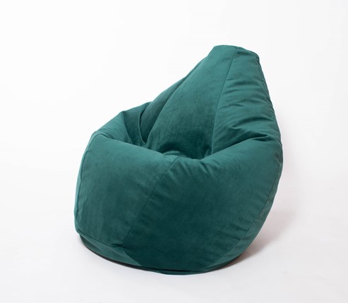 Кресло-мешок Груша среднее, велюр однотон, изумруд в Бузулуке - изображение