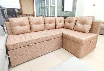 Угловой кухонный диван Яшма 1 ДУ Весь в ткани Жаккард AFINA 06 в Орске
