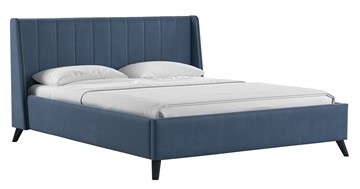 Кровать с подъемным механизмом Мелисса 160,арт. Тори 83 велюр (серо-синий) + кроватное дно в Орске