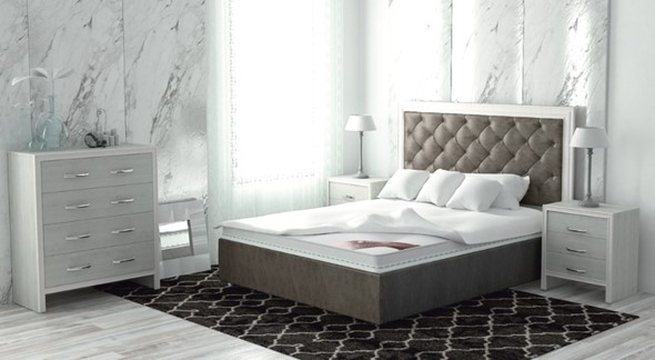 Кровать с механизмом Манхэттен 160х200 (с коробом), высота спинки - 140 см в Орске - изображение