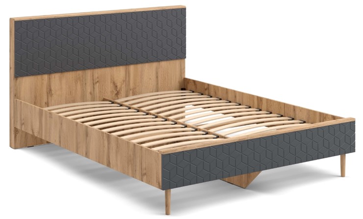 Кровать двуспальная Денвер, 1400 с основанием (Дуб Вотан/Графит) в Орске - изображение 1