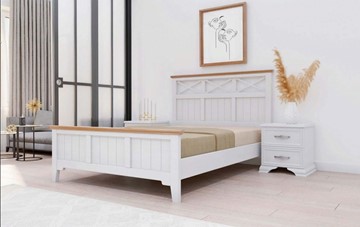 Кровать в спальню Грация-5 карниз сосна (Белый Античный) 160х200 в Бузулуке
