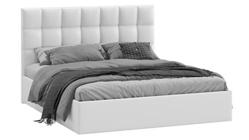 Кровать 2-спальная с подъемным механизмом Эмбер (Экокожа белая) в Бузулуке