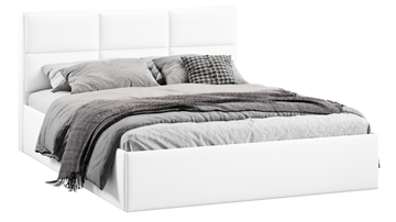 Кровать спальная с подъемным механизмом с заглушиной Стелла тип 1 (Экокожа белая Polo) в Орске