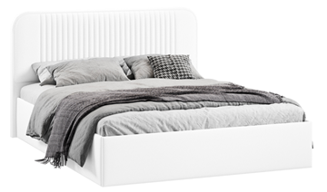 Кровать спальная с подъемным механизмом с заглушиной Тиффани тип 1 (Экокожа белая Polo) в Бузулуке