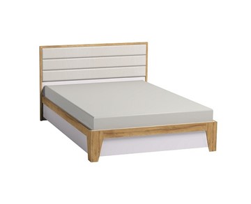 Двуспальная кровать Айрис 306 1800 с гибкими ламелями металл, Белый-Дуб золотистый в Бузулуке