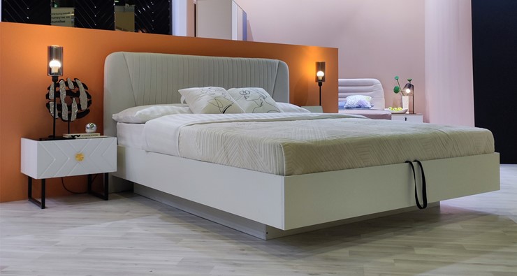 Кровать с подъемным механизмом Марсель-11 (Белый, ткань Catania white) 1600 в Бузулуке - изображение 4