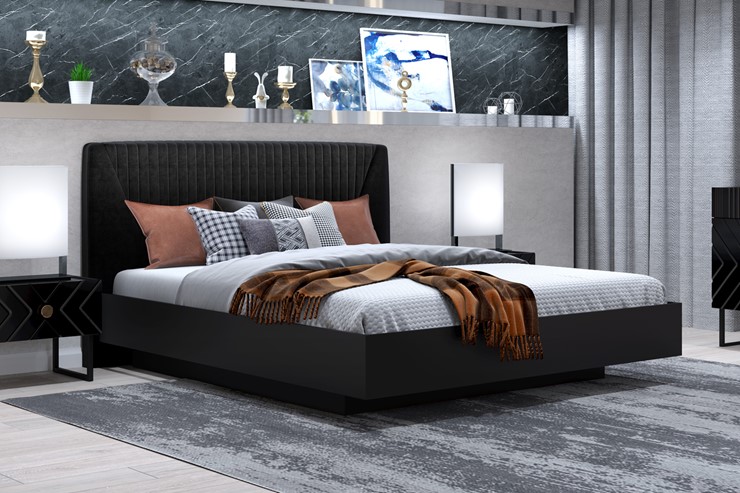 Кровать с подъемным механизмом Марсель-11 (Черный, ткань Fenix black) 1600 в Бузулуке - изображение 2