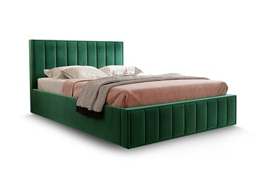 Двуспальная кровать с механизмом Вена 1400 с ящиком, Велюр Мора зеленый в Орске