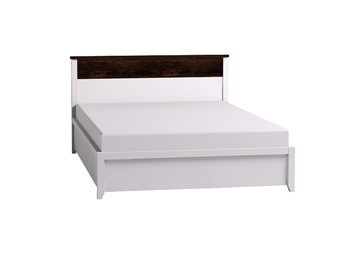 Полутороспальная кровать Норвуд 33 с гибкими ламелями металл, Белый-Орех шоколадный в Орске