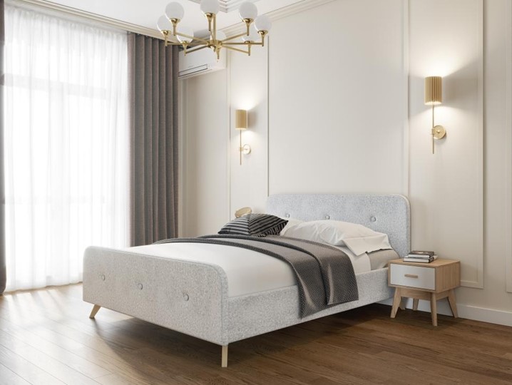 Кровать 1,5-спальная Сиерра 1400 (без основания) Аура серый в Орске - изображение 1