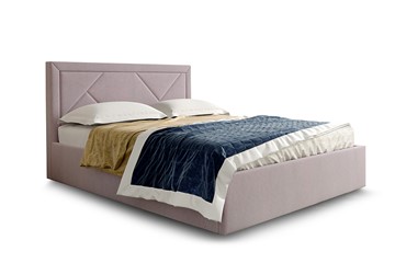 Кровать с основанием Сиеста1600, Велюр Альба розовый в Орске