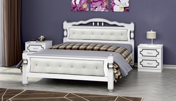 Кровать 2-спальная Карина-11 (Белый Жемчуг, светлая обивка) 160х200 в Бузулуке