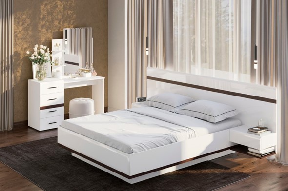 Спальный гарнитур Соло, белый/белый глянец/венге в Бузулуке - изображение