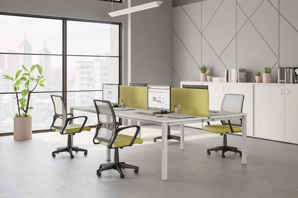 Офисный комплект мебели Комфорт КФ (белый премиум) на белом металокаркасе в Бузулуке - изображение