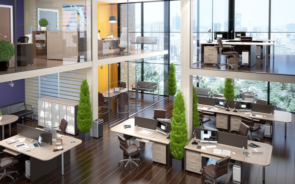 Офисный набор мебели Xten в опенспэйс для четырех сотрудников в Орске - изображение
