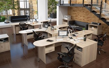 Офисный комплект мебели SIMPLE с эргономичными столами и тумбами в Бузулуке - предосмотр