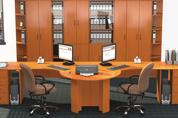 Набор мебели в офис Классик для двух сотрудников с большим шкафом в Орске - изображение