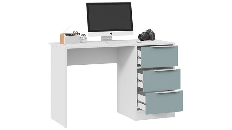 Стол письменный Марли Тип 1 (Белый/Серо-голубой) в Бузулуке - изображение 1