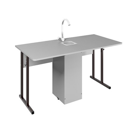 Стол ученический 2-местный для кабинета химии Стандарт 5, Пластик Серый/Коричневый в Орске - изображение