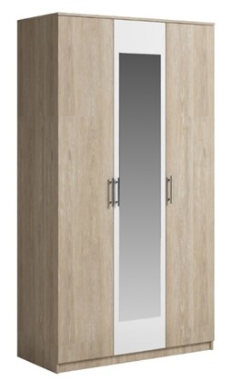 Шкаф 3 двери Светлана, с зеркалом, белый/дуб сонома в Орске - изображение