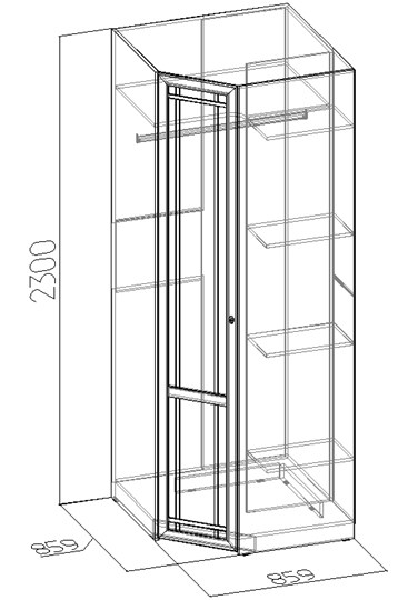 Распашной шкаф угловой Sherlock 63+ фасад стандарт, Дуб Сонома в Бузулуке - изображение 2