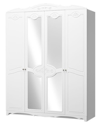 Шкаф четырехдверный Лотос ШР-4 (Белый) 2 зеркала в Бузулуке - изображение