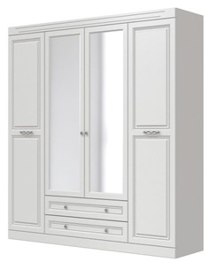 Шкаф четырехдверный в спальню Олимп ШР-4 (Белый) 2 зеркала в Бузулуке
