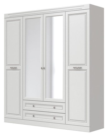 Шкаф четырехдверный в спальню Олимп ШР-4 (Белый) 2 зеркала в Бузулуке - изображение