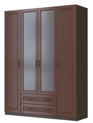 Шкаф четырехстворчатый в спальню Кантри, лак орех ШР-4, с 2мя зеркалами в Бузулуке - изображение