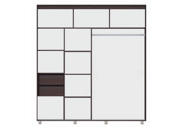 Шкаф 2-х дверный Комфорт №12 2.0 с фигурными зеркалами, Венге в Орске - изображение 1