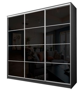 Шкаф 3-х дверный MAX МШ-27-6-24-222, Профиль Белый/Цвет Графит/с черной пленкой Oracal в Орске