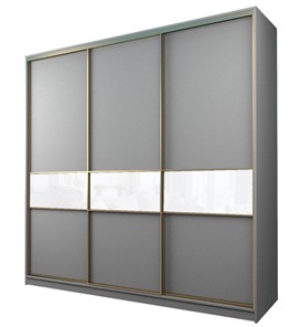 Шкаф 3-х дверный MAX МШ-27-6-27/2-999, Профиль Золото/Цвет Серый/с белой пленкой Oracal в Бузулуке