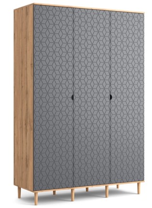 Шкаф Денвер, трехдверный, (Дуб Вотан/Графит) в Орске - изображение