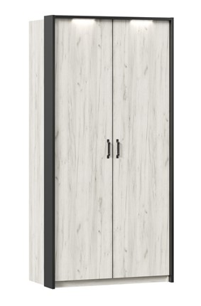 Шкаф 2х-дверный Техно с паспарту, Дуб крафт белый в Бузулуке - изображение