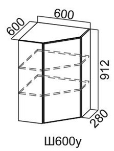 Шкаф настенный угловой, Модус, Ш600у/912, галифакс в Бузулуке
