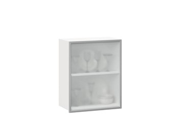 Шкаф кухонный 600, Шервуд, со стеклом правый, ЛД 281.352.000.116, белый/серый в Бузулуке
